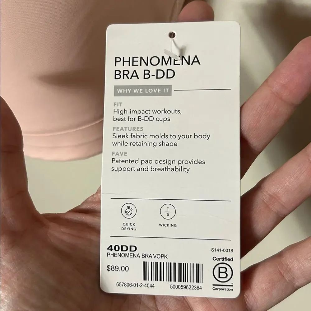 Athleta pink Phenomena B-DD crossback sports bra NWT, 40DD